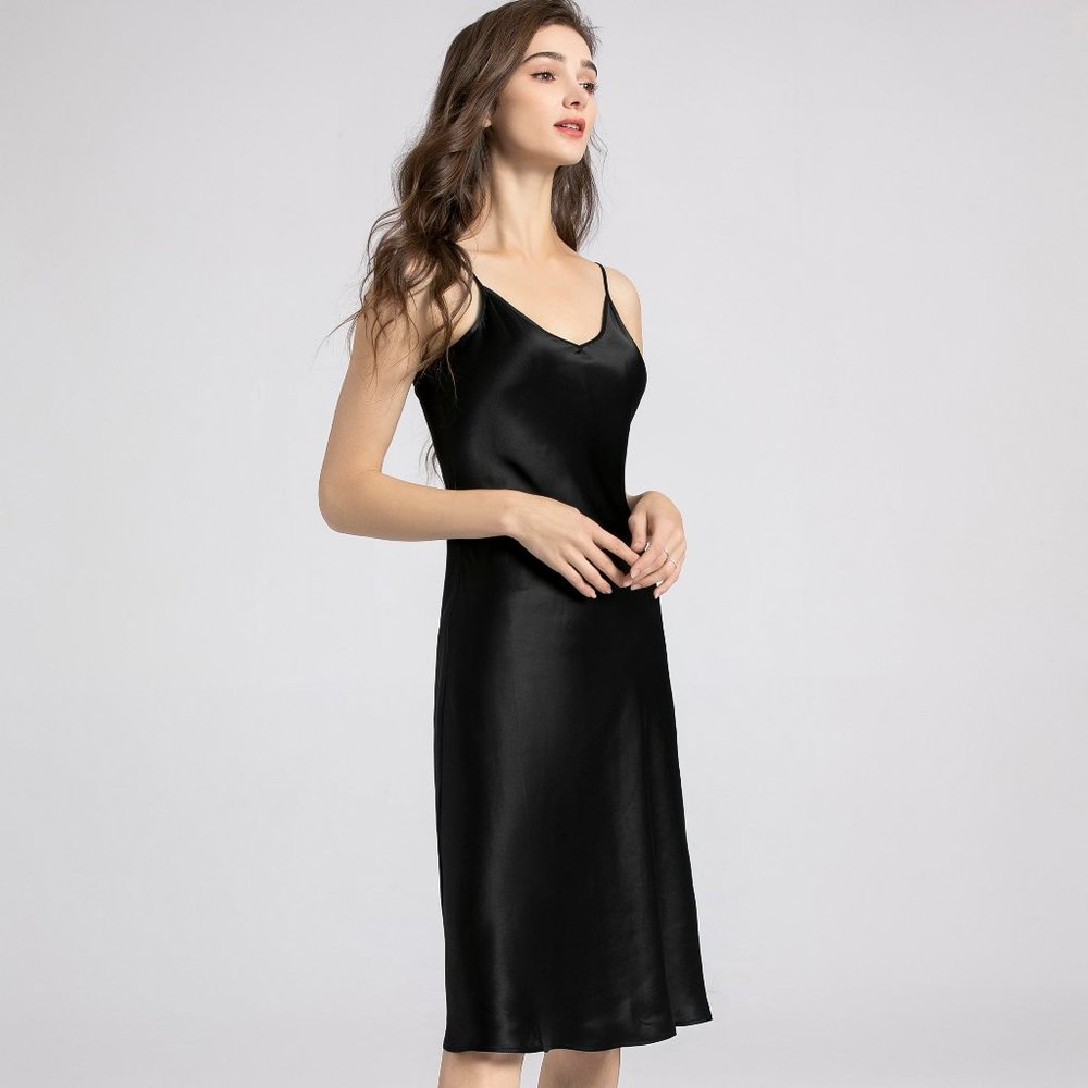 Silk Slip Dress 100% Charmeuse Bias Cut Midi NWT